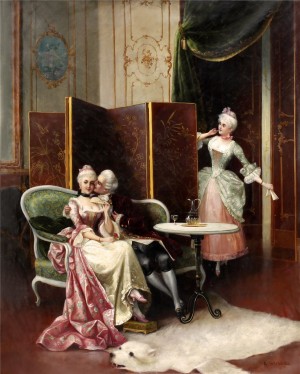 Two lovers and a woman behind the wall